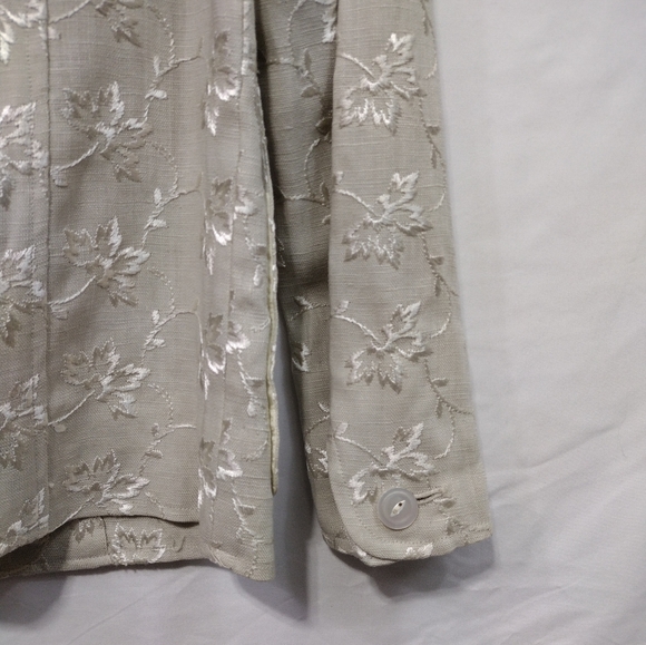 Vintage Nardis of Dallas Irish Linen Blazer Women's S Floral Embroidery 80s 90s - Picture 3 of 8